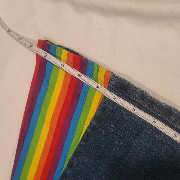 Levi’s 529 curvy boot cut UPCYCLED Flared Rainbow Insert Sz. 14S X 29 Blue Jeans - Picture 12 of 15